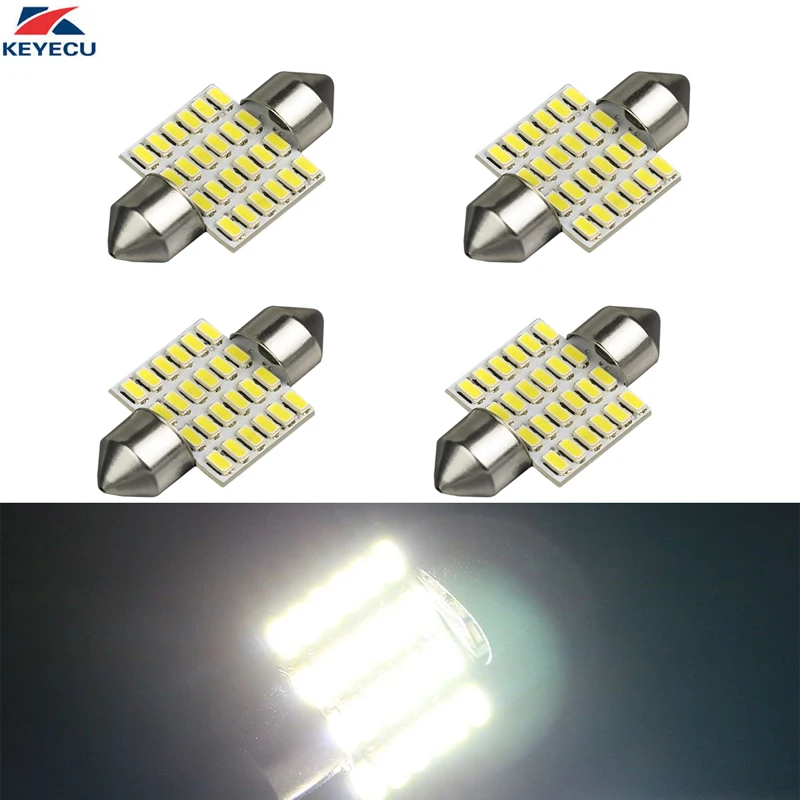 

KEYECU 4 шт. супер яркий белый 31 мм 3014-24SMD Светодиодная лампа купольная карта приборная панель лампы для чтения номерного знака Лампы