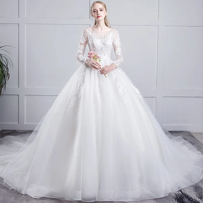 Fashion Beading Lace Vestidos de Novia A-Line Scoop Wedding Dresses 2019 Long Sleeves Bridal Gowns With Pearls And Train
Fashion Beading Lace Vestidos de Novia A-Line Scoop Wedding Dresses 2019 Long Sleeves Bridal Gowns With Pearls And Train