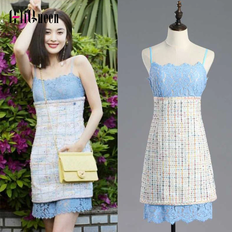 Women Slim Retro Straight Runway Dress Elegant Lace Patchwork Tweed Mini Dresses Sexy Strap Woolen Ladies Party Dress Vestidos
Women Slim Retro Straight Runway Dress Elegant Lace Patchwork Tweed Mini Dresses Sexy Strap Woolen Ladies Party Dress Vestidos