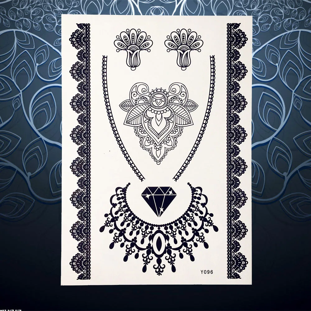 High Quality Temporary Tattoo Stickers Gem Diamonds Tattoo Choker Necklace Jewelry Tattoo Paste, Queen Crown Black Henna Tatoo
High Quality Temporary Tattoo Stickers Gem Diamonds Tattoo Choker Necklace Jewelry Tattoo Paste, Queen Crown Black Henna Tatoo