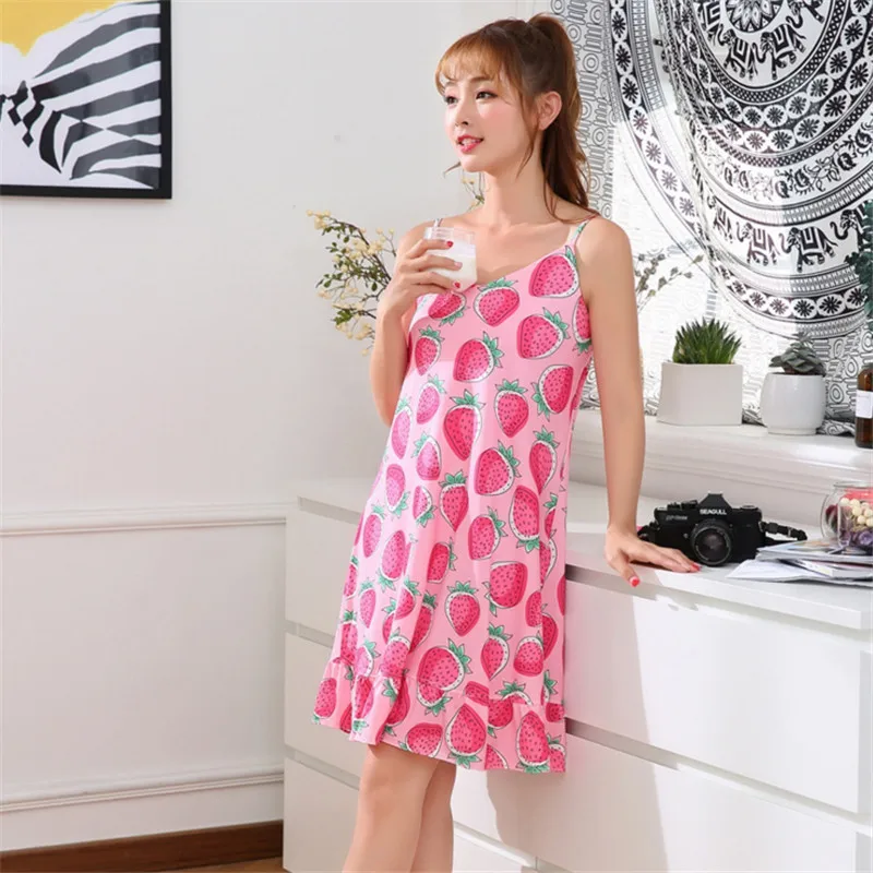 2018 New Nightgown Sling Printing Solid Color Sleeveless Nightgown Summer Sleepwear Women AD0244
2018 New Nightgown Sling Printing Solid Color Sleeveless Nightgown Summer Sleepwear Women AD0244