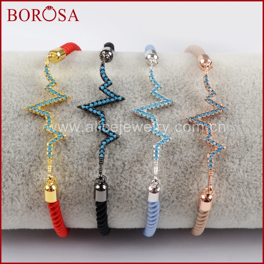 BOROSA 10inch Blue Zircon Micro Pave Electrocardiography Shape Connector Adjustable Cotton Rope Chain Bracelets for Women WX688
BOROSA 10inch Blue Zircon Micro Pave Electrocardiography Shape Connector Adjustable Cotton Rope Chain Bracelets for Women WX688
