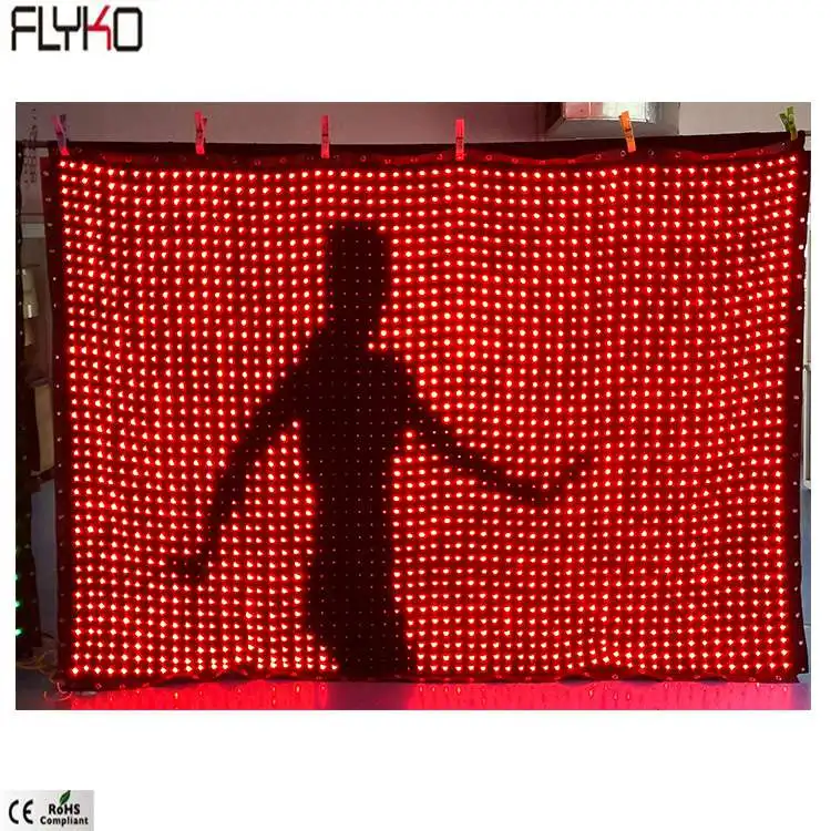 Flyko удивительный визуальный эффект P50 мм 2x3 м светодиодная видеозанавеска гибкий