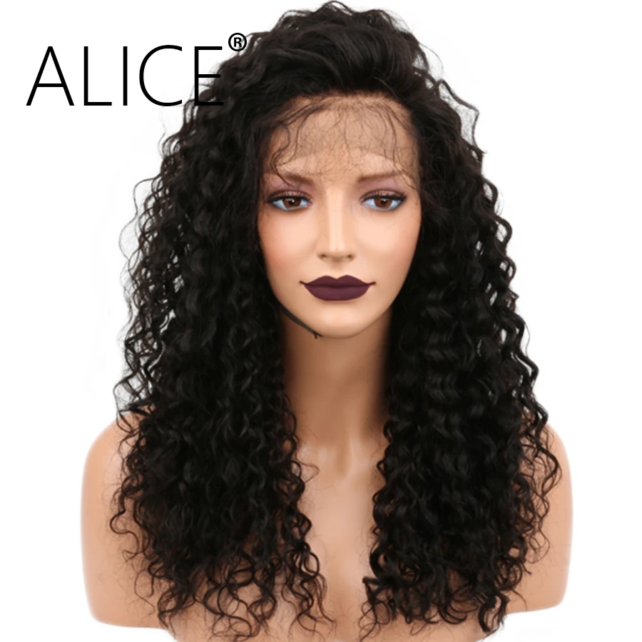 ALICE 13x4 Curly Lace Front Wigs With Baby Hair 130% Density Remy Pre Plucked Glueless Human Short | Шиньоны и парики