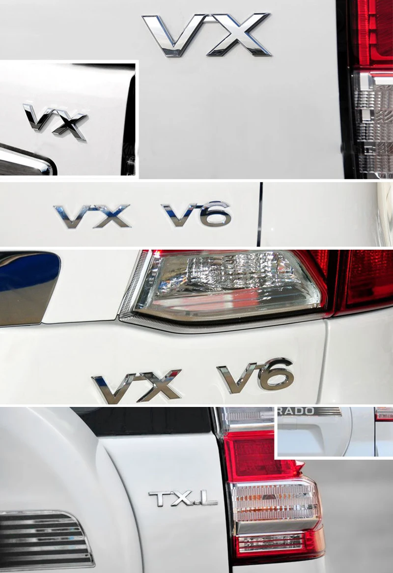 3D Metal Plating Chrome Car Decal Stickers For Toyota Prado VX V6 VXL TXL Silver Badge Emblem Auto Tail Sticker Decoration
3D Metal Plating Chrome Car Decal Stickers For Toyota Prado VX V6 VXL TXL Silver Badge Emblem Auto Tail Sticker Decoration