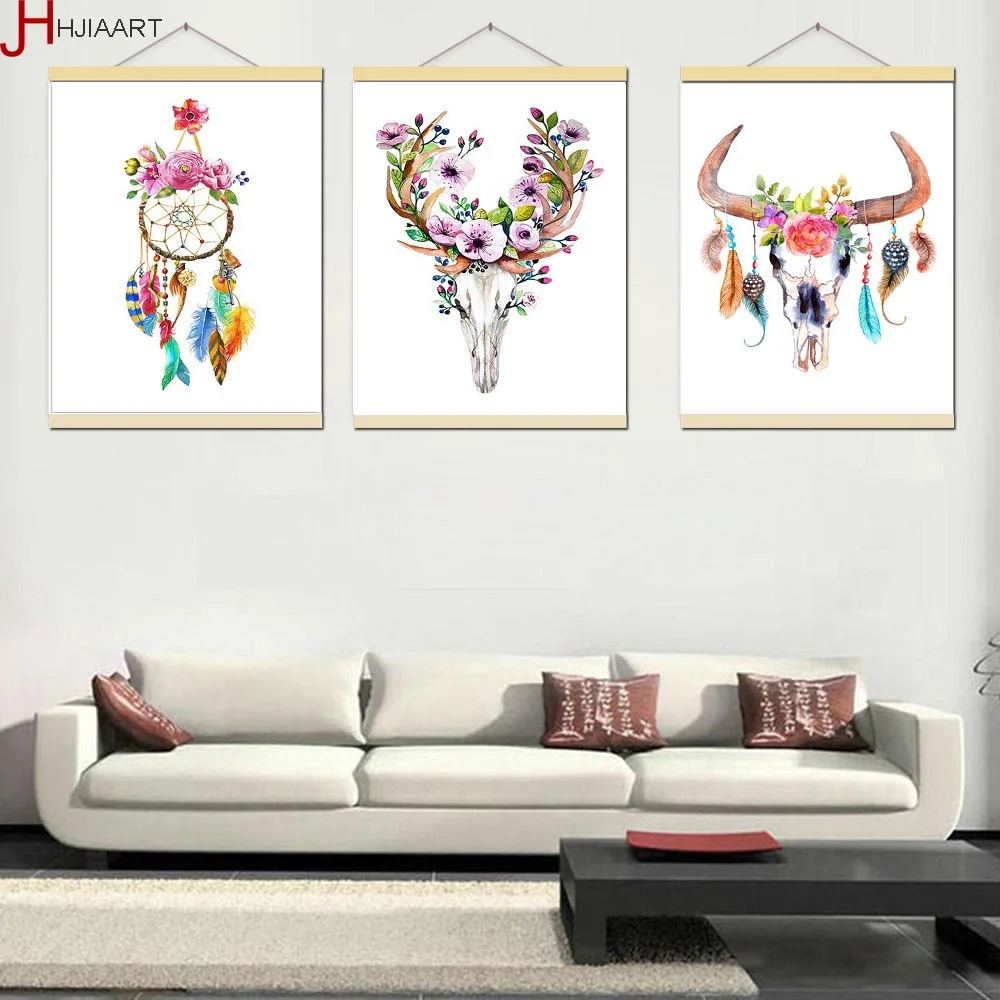 Modern Home Decor Nordic Style Watercolor Deer Head Skull Poster Print Dream Catcher Feather Wall Art Picture Canvas Painting
Modern Home Decor Nordic Style Watercolor Deer Head Skull Poster Print Dream Catcher Feather Wall Art Picture Canvas Painting