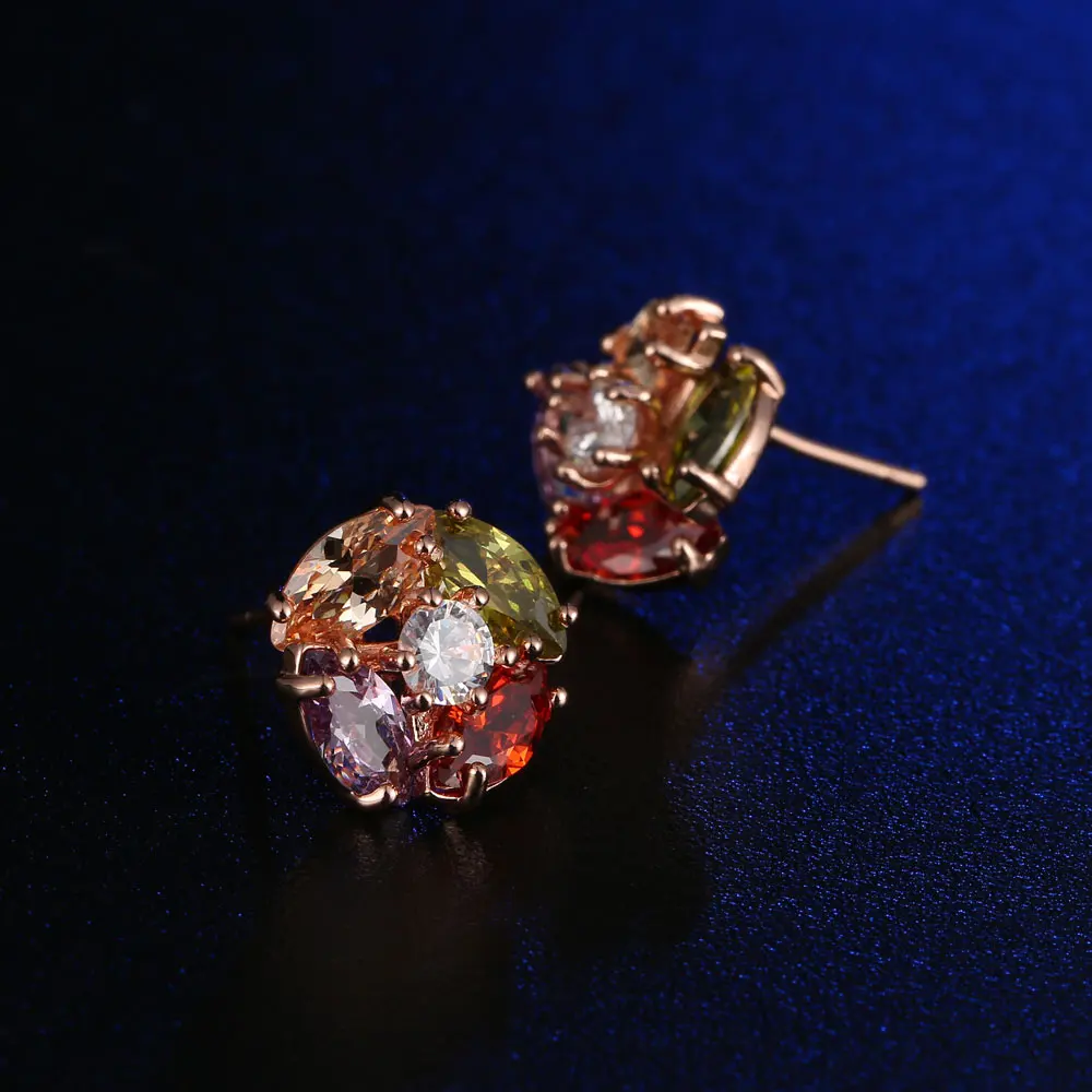 CARSINEL Brand Fashion MultiColor Zircon Stud Earrings Rose Gold-color Flower Shape Jewelry Earring for Women Girls Party ER0255
CARSINEL Brand Fashion MultiColor Zircon Stud Earrings Rose Gold-color Flower Shape Jewelry Earring for Women Girls Party ER0255