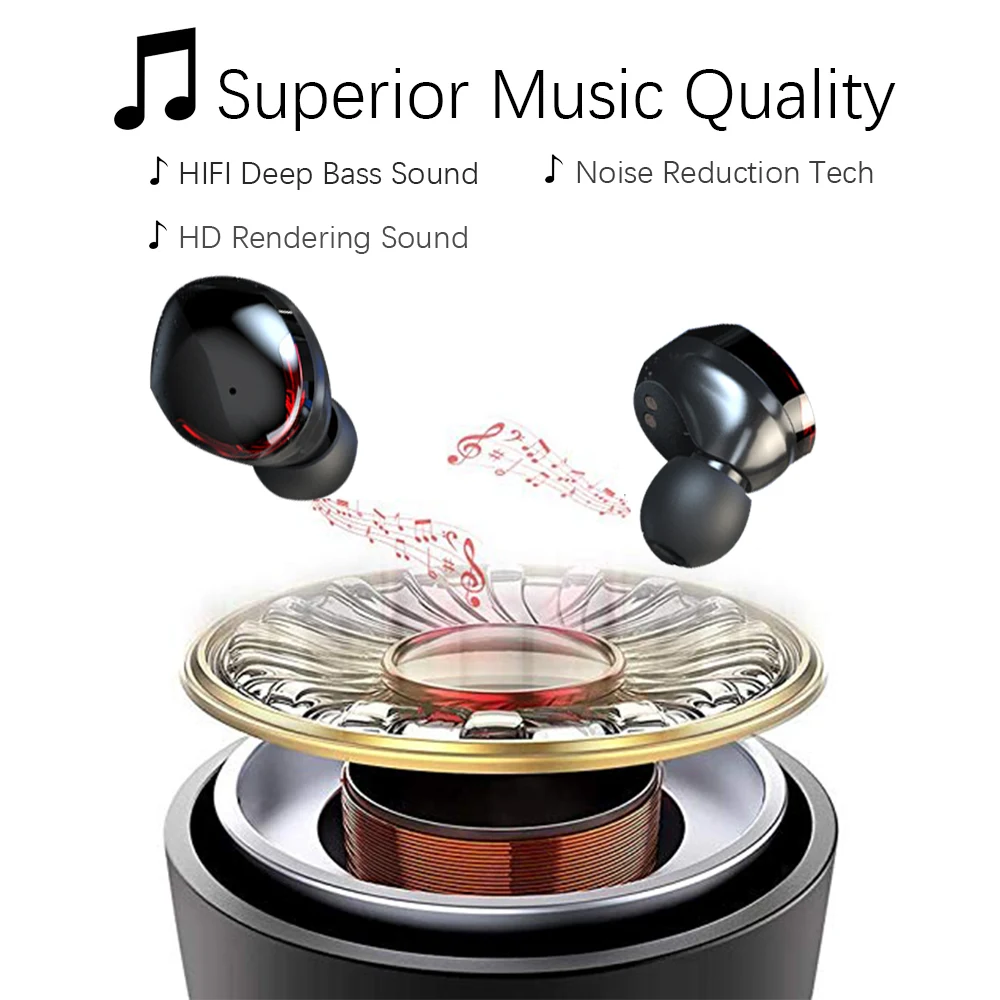 TWS Беспроводная bluetooth-гарнитура 5 0 цифровой дисплей с HiFi базой автоматическая