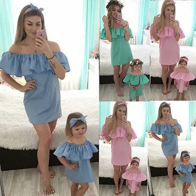 Летняя одежда для семьи мамы и дочки Подходящее платье детские Обувь девочек