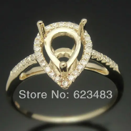 Pear cut 6x10mm Solid 14k Yellow Gold Natural Diamond Semi Mount Setting Engagement Ring
Pear cut 6x10mm Solid 14k Yellow Gold Natural Diamond Semi Mount Setting Engagement Ring