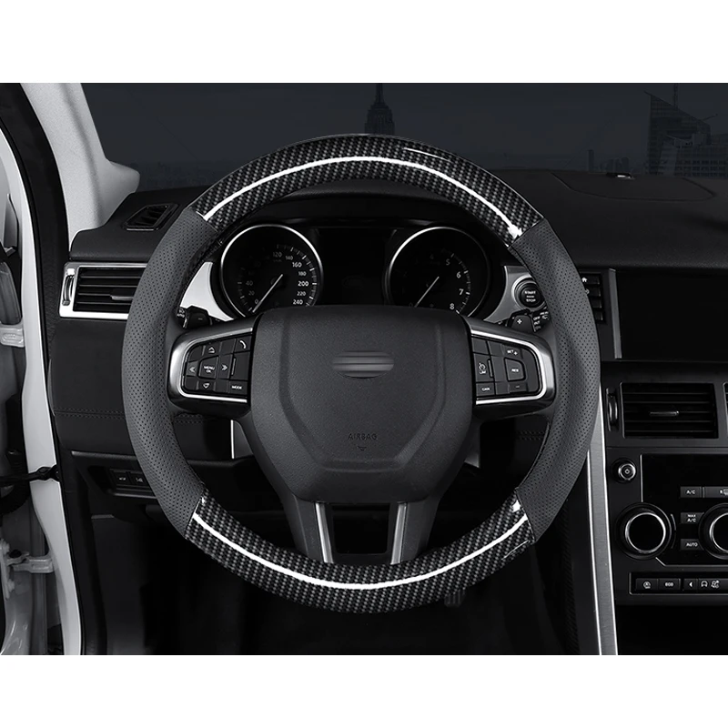 Автомобильный чехол на руль из углеродистой кожи Подходит для Land Rover LR4 Velar Discovery Sport
Автомобильный чехол на руль из углеродистой кожи Подходит для Land Rover LR4 Velar Discovery Sport