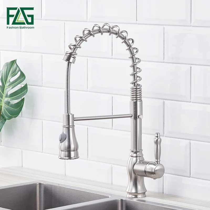 FLG Kitchen Faucets Brushed Nickel Brass Faucet for Kitchen Tap Pull Out Rotation Spray Mixer Taps Torneira Cozinha 292-33N
FLG Kitchen Faucets Brushed Nickel Brass Faucet for Kitchen Tap Pull Out Rotation Spray Mixer Taps Torneira Cozinha 292-33N