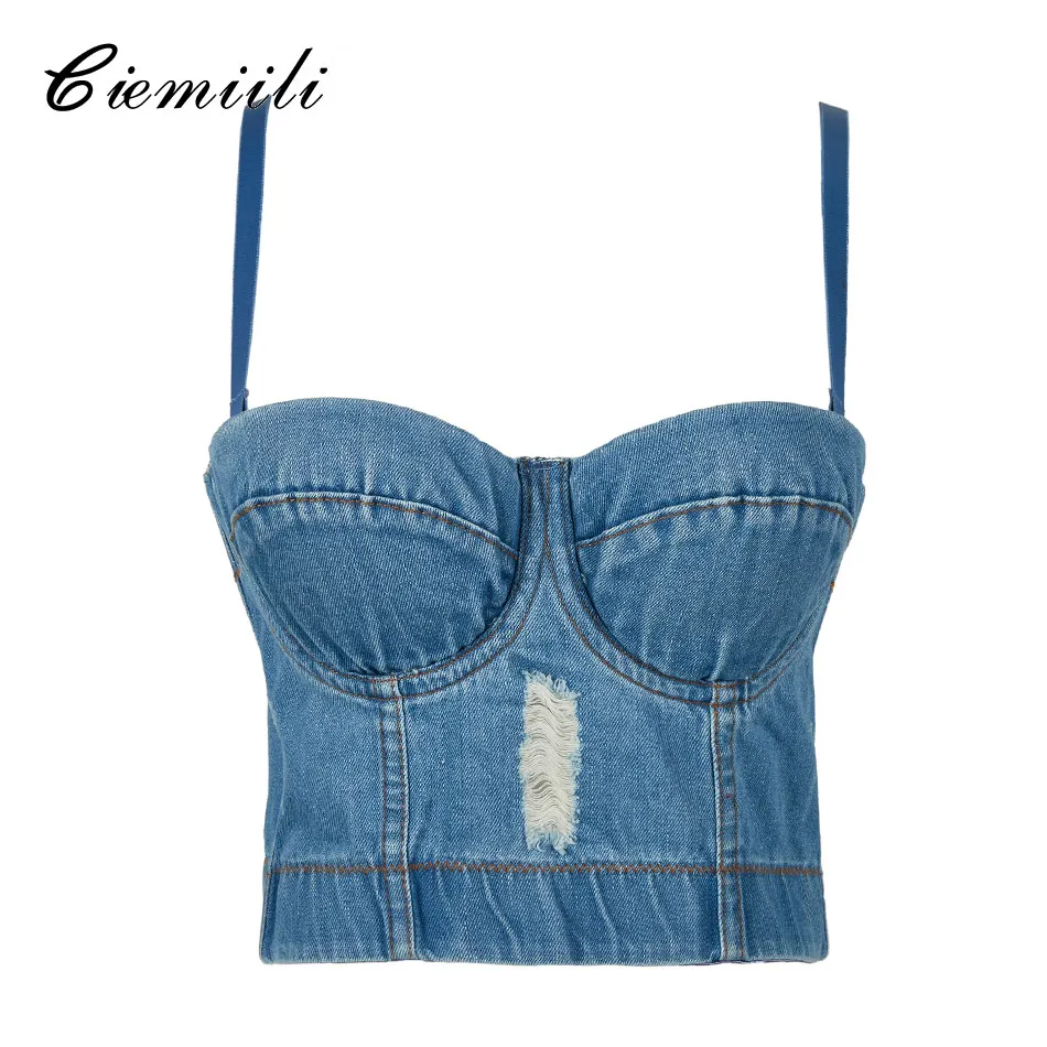 CIEMIILI New Arrival Blue Evening Party Tops Sleeveless Noble Summer Tops for Women 2020 Adjustable Bra Sexy Jean Crop Top
CIEMIILI New Arrival Blue Evening Party Tops Sleeveless Noble Summer Tops for Women 2020 Adjustable Bra Sexy Jean Crop Top