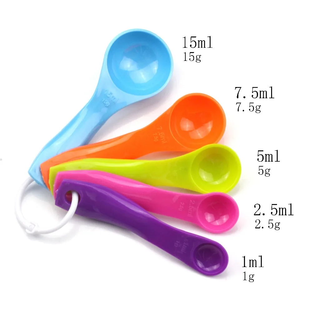 5pcs/set 1 / 2.5/5 / 7.5/ 15 ml Colorful Plastic Baking Measuring Spoon Set Kids Measure Spoons Set For Baking Coffee Tea
5pcs/set 1 / 2.5/5 / 7.5/ 15 ml Colorful Plastic Baking Measuring Spoon Set Kids Measure Spoons Set For Baking Coffee Tea