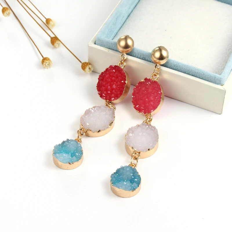 1Pair Bohemia Drusy Round Oval Pendant Dangle Earings Quartz Color Stone Drusy Druzy Earrings For Women Jewelry Long Earings
1Pair Bohemia Drusy Round Oval Pendant Dangle Earings Quartz Color Stone Drusy Druzy Earrings For Women Jewelry Long Earings