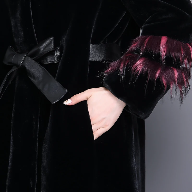 Nerazzurri Winter long black furry faux fur coat with fox Fur trim hood belt Warm luxury fluffy fake fur jackets for women
Nerazzurri Winter long black furry faux fur coat with fox Fur trim hood belt Warm luxury fluffy fake fur jackets for women