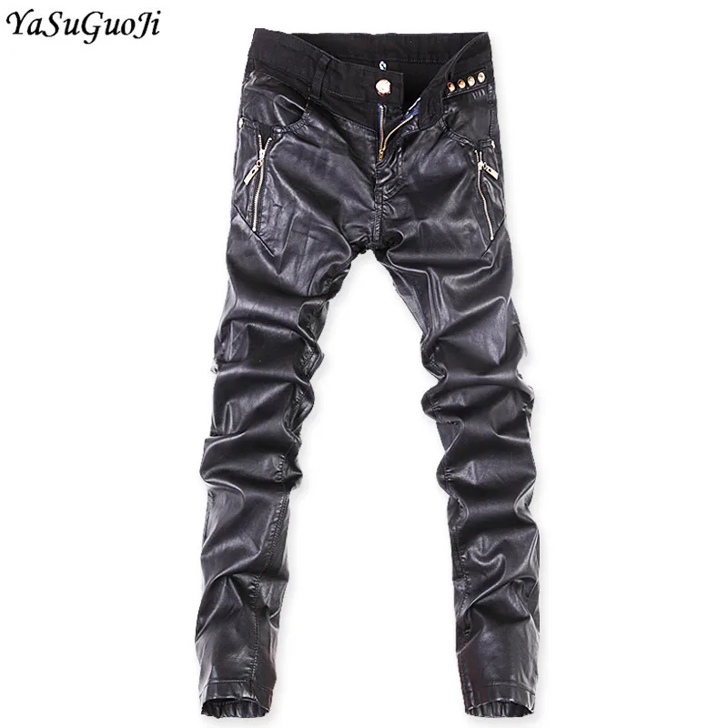 YASUGUOJI Punk Style pu leather patchwork skinny jeans men desinger mens stretched distressed jeans fashion black jeans men
YASUGUOJI Punk Style pu leather patchwork skinny jeans men desinger mens stretched distressed jeans fashion black jeans men