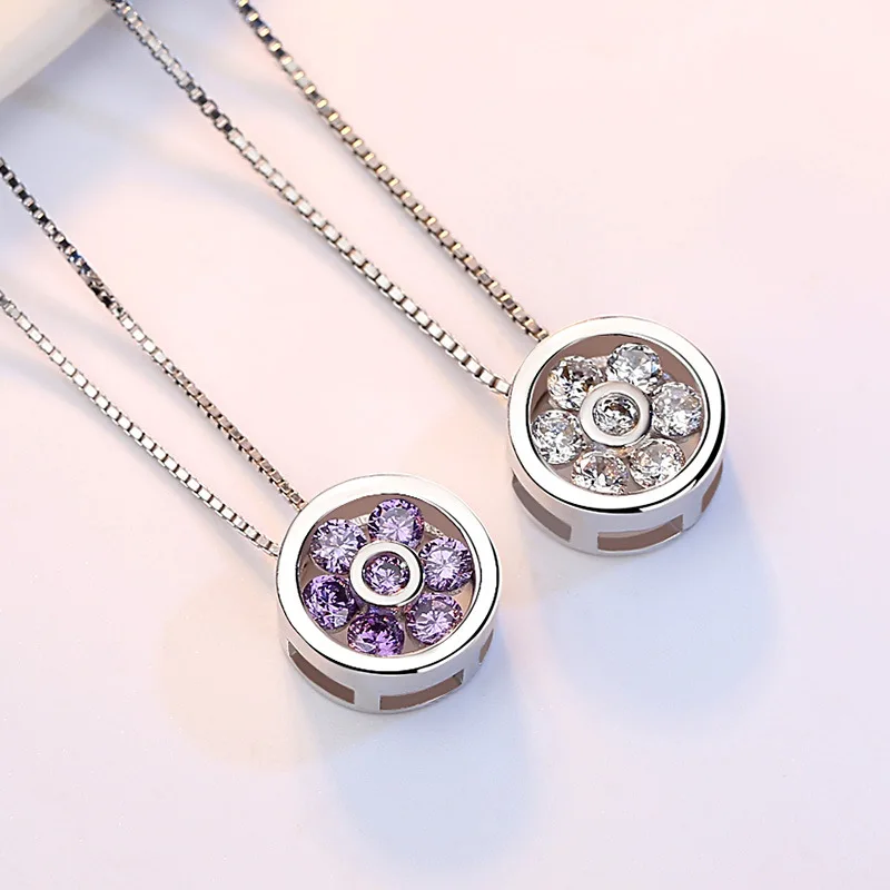 925 sterling silver fashion round crystal ladies pendant necklaces women short box chains jewelry no fade
925 sterling silver fashion round crystal ladies pendant necklaces women short box chains jewelry no fade