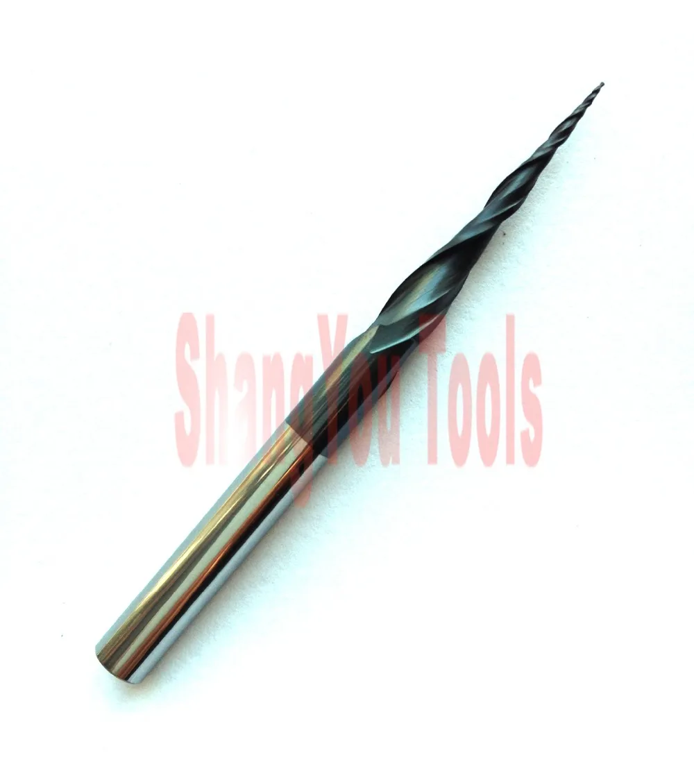 Dia 1/4" and Tip radius=0.25mm solid carbide Tapered Ball Nose End Mills and taper milling cutter HRC55 with Tialn coating
Dia 1/4" and Tip radius=0.25mm solid carbide Tapered Ball Nose End Mills and taper milling cutter HRC55 with Tialn coating