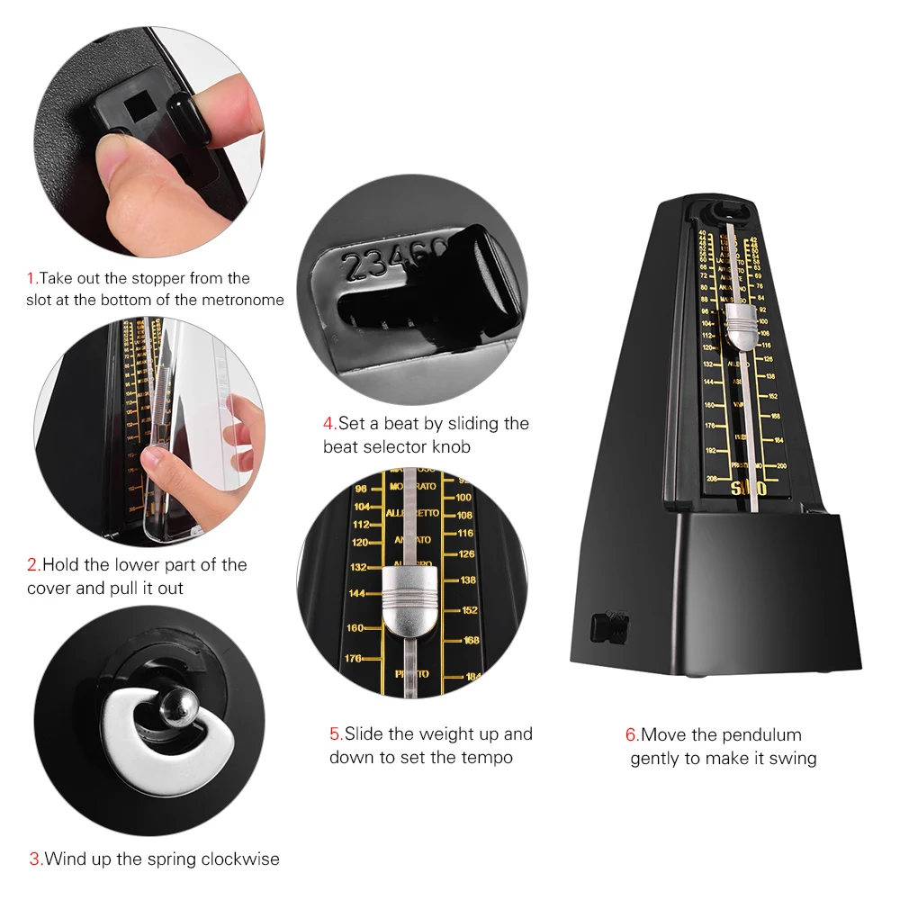 Standard Universal Mechanical Metronome ABS Material for Guitar Violin Piano Bass Drum Musical Instrument Practice Tool
Standard Universal Mechanical Metronome ABS Material for Guitar Violin Piano Bass Drum Musical Instrument Practice Tool