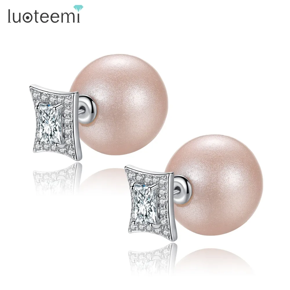 LUOTEEMI Square CZ Stone Round Simulated-Pearl Stud Earrings for Women Creative Back to Front Earring Fashion Girl Party Jewelry
LUOTEEMI Square CZ Stone Round Simulated-Pearl Stud Earrings for Women Creative Back to Front Earring Fashion Girl Party Jewelry