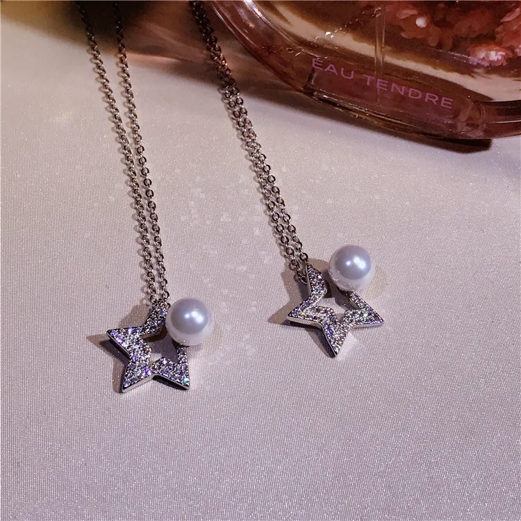 Hot Quality Natural Freshwater Pearl Decorative Sparkling Pentagon Star Pendant Pure 925 Sterling Silver Women Chain Necklace
Hot Quality Natural Freshwater Pearl Decorative Sparkling Pentagon Star Pendant Pure 925 Sterling Silver Women Chain Necklace