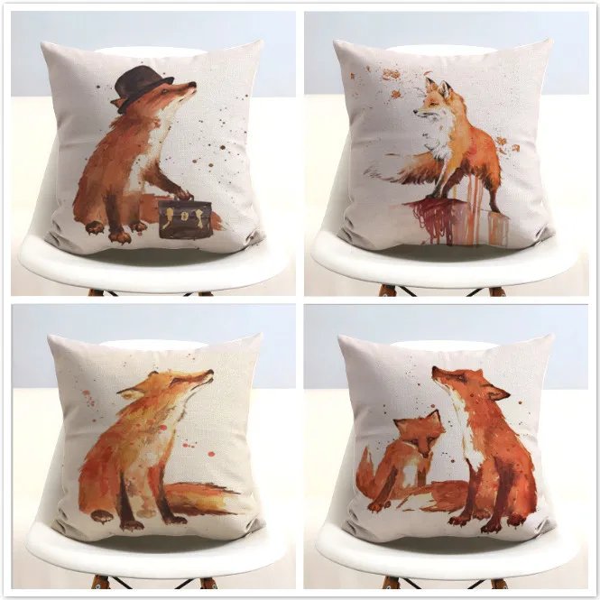 Free shipping/cartoon watercolour animal fox cotton pillowcase car sofa cushion for leaning on of 45 * 45 No Inner
Free shipping/cartoon watercolour animal fox cotton pillowcase car sofa cushion for leaning on of 45 * 45 No Inner