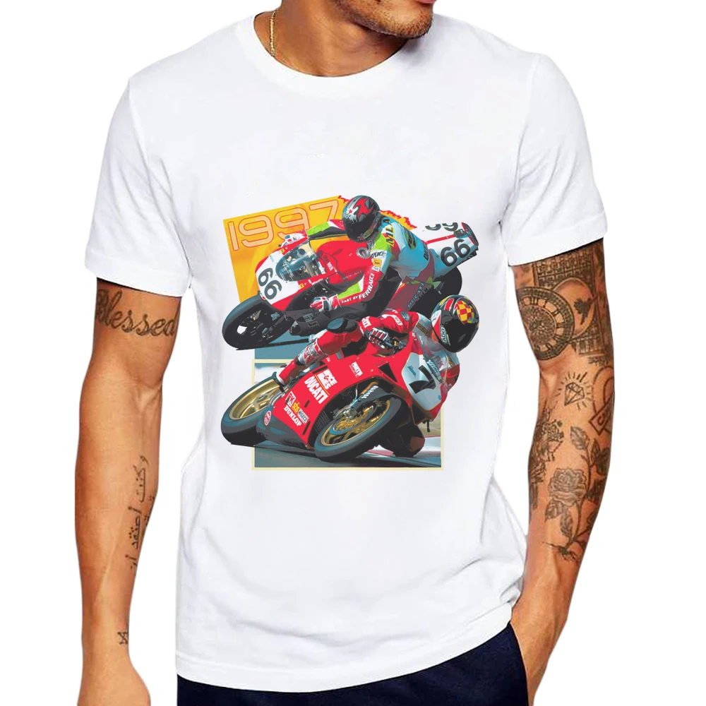 New Product Mens T-Shirt Racing Design White Short Sleeve Tops Cool Man T Shirt Cotton Motorcyclist 3D Printed Men Tee Shirts
New Product Mens T-Shirt Racing Design White Short Sleeve Tops Cool Man T Shirt Cotton Motorcyclist 3D Printed Men Tee Shirts