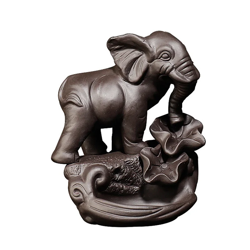 Purple Sand Elephant Incense Burner Thai God Smoke Back Flow Craft Home Bedroom Desktop Decoration | Дом и сад