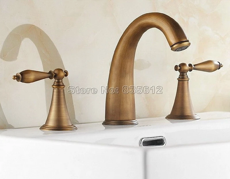 Widespread Antique Brass Gooseneck Style Bathroom Basin Faucet / Classic Deck Mounted Dual Handles Vessel Sink Mixer Taps Wnf198
Widespread Antique Brass Gooseneck Style Bathroom Basin Faucet / Classic Deck Mounted Dual Handles Vessel Sink Mixer Taps Wnf198