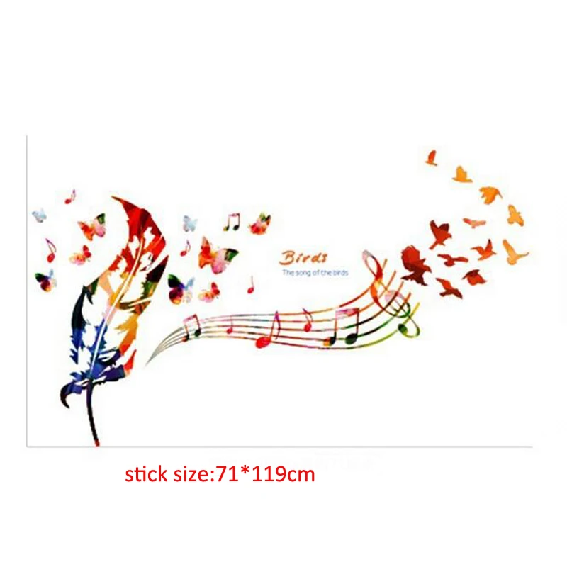 Colorful feather music wall stickers home decor adhesive bedroom living room butterfly wall decals
Colorful feather music wall stickers home decor adhesive bedroom living room butterfly wall decals