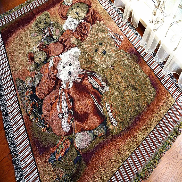 Bear Shabby chic vintage leisure blanket coarse cotton bed cover sofa towel living room bedroom Felts tapestry Carpet 130x160 CM
Bear Shabby chic vintage leisure blanket coarse cotton bed cover sofa towel living room bedroom Felts tapestry Carpet 130x160 CM
