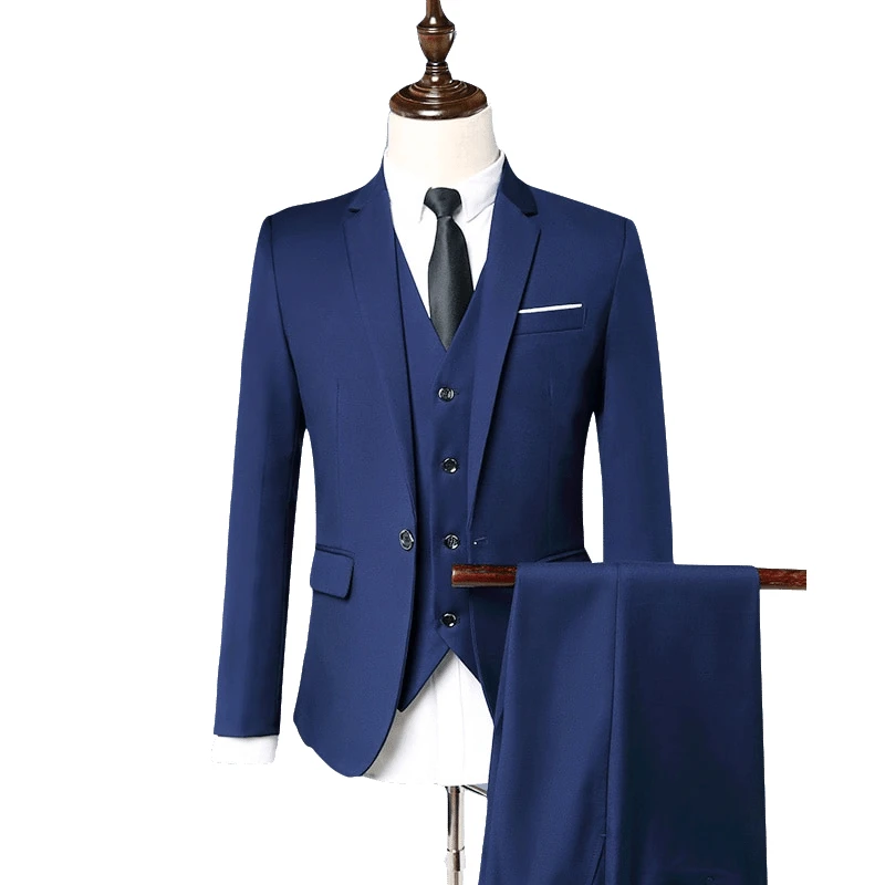 Pure Color Men Formal Suit 3 Piece Set Asian Size S M L XXXL Men Suit Jacket with Pants and Vest Slim Design Men Wedding Suits
Pure Color Men Formal Suit 3 Piece Set Asian Size S M L XXXL Men Suit Jacket with Pants and Vest Slim Design Men Wedding Suits