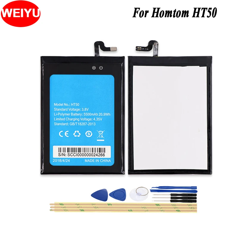 WEIYU 5500mAh Hight Capacity For Homtom HT50 Phone Battery 3.8V Top Quality For Homtom HT50 Replacement Batteries With Tools
WEIYU 5500mAh Hight Capacity For Homtom HT50 Phone Battery 3.8V Top Quality For Homtom HT50 Replacement Batteries With Tools