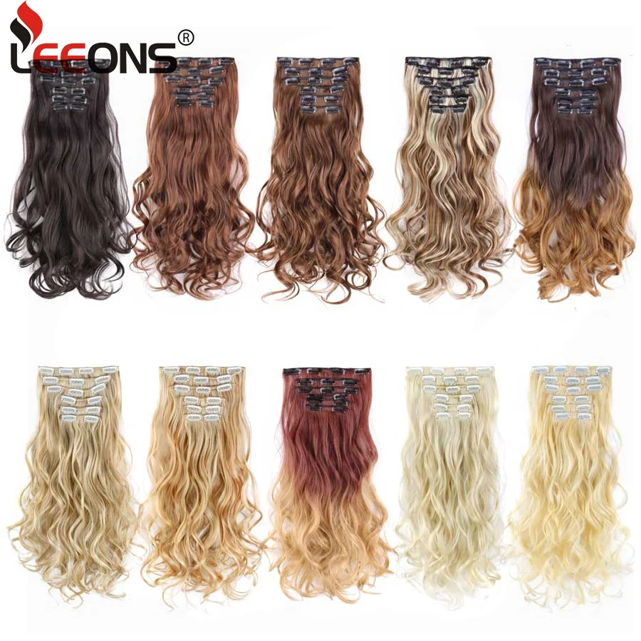 Leeons 16 Clips In Hair Extension Body Wave 22" Hair Extension Clip For Women Synthetic Hair Extensions Brown 613# Ombre Color
Leeons 16 Clips In Hair Extension Body Wave 22" Hair Extension Clip For Women Synthetic Hair Extensions Brown 613# Ombre Color