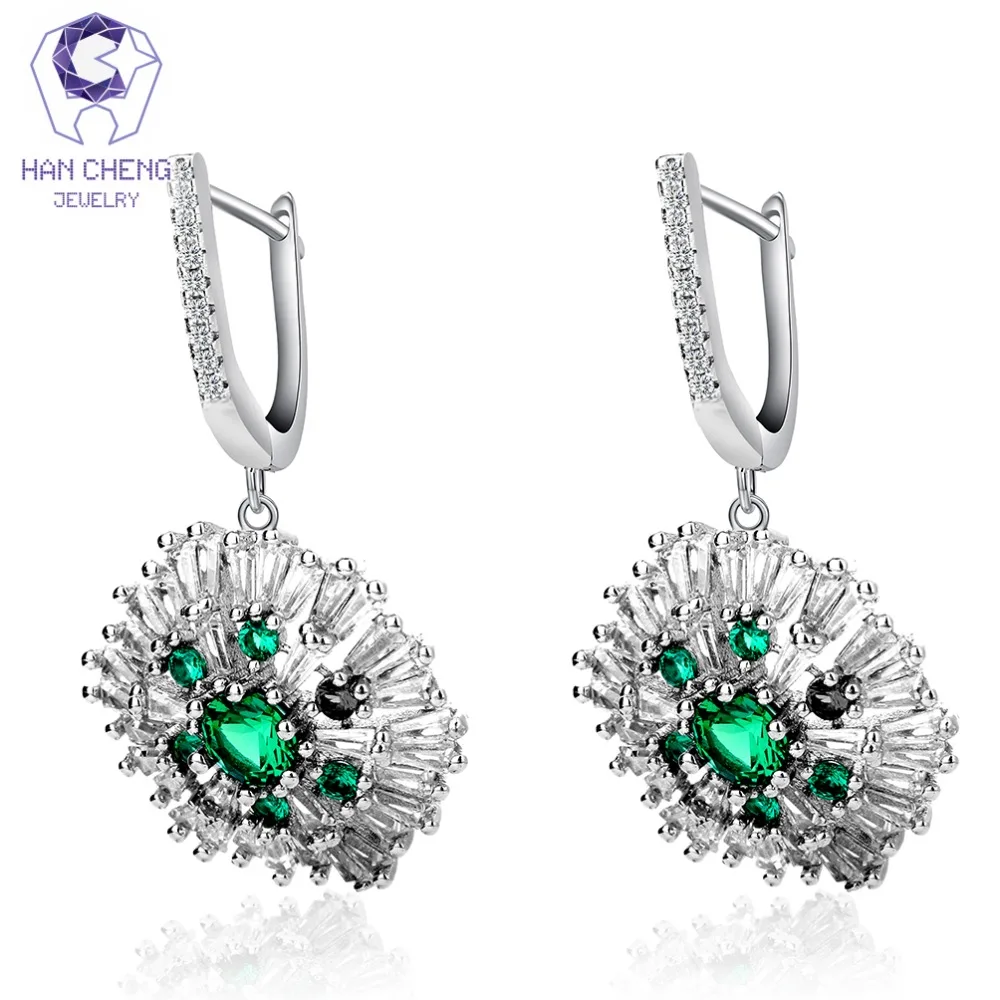 Новые Роскошные Очаровательные Круглые висячие серьги HanCheng с фианитами, висячие серьги для женщин, ювелирные изделия, бижутерия 
Новые Роскошные Очаровательные Круглые висячие серьги HanCheng с фианитами, висячие серьги для женщин, ювелирные изделия, бижутерия