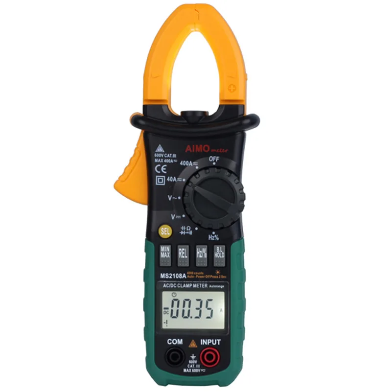 Aimometer MS2108A Digital LCD AC DC Current Clamp Meter Auto Range Multimeter Frequency Capacitance Meter Tester
Aimometer MS2108A Digital LCD AC DC Current Clamp Meter Auto Range Multimeter Frequency Capacitance Meter Tester