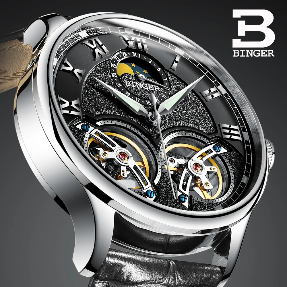 Watches BINGER Original Men's Automatic Watch Self-Wind Fashion Double Tourbillon Men Mechanical Wristwatch Leather
Watches BINGER Original Men's Automatic Watch Self-Wind Fashion Double Tourbillon Men Mechanical Wristwatch Leather