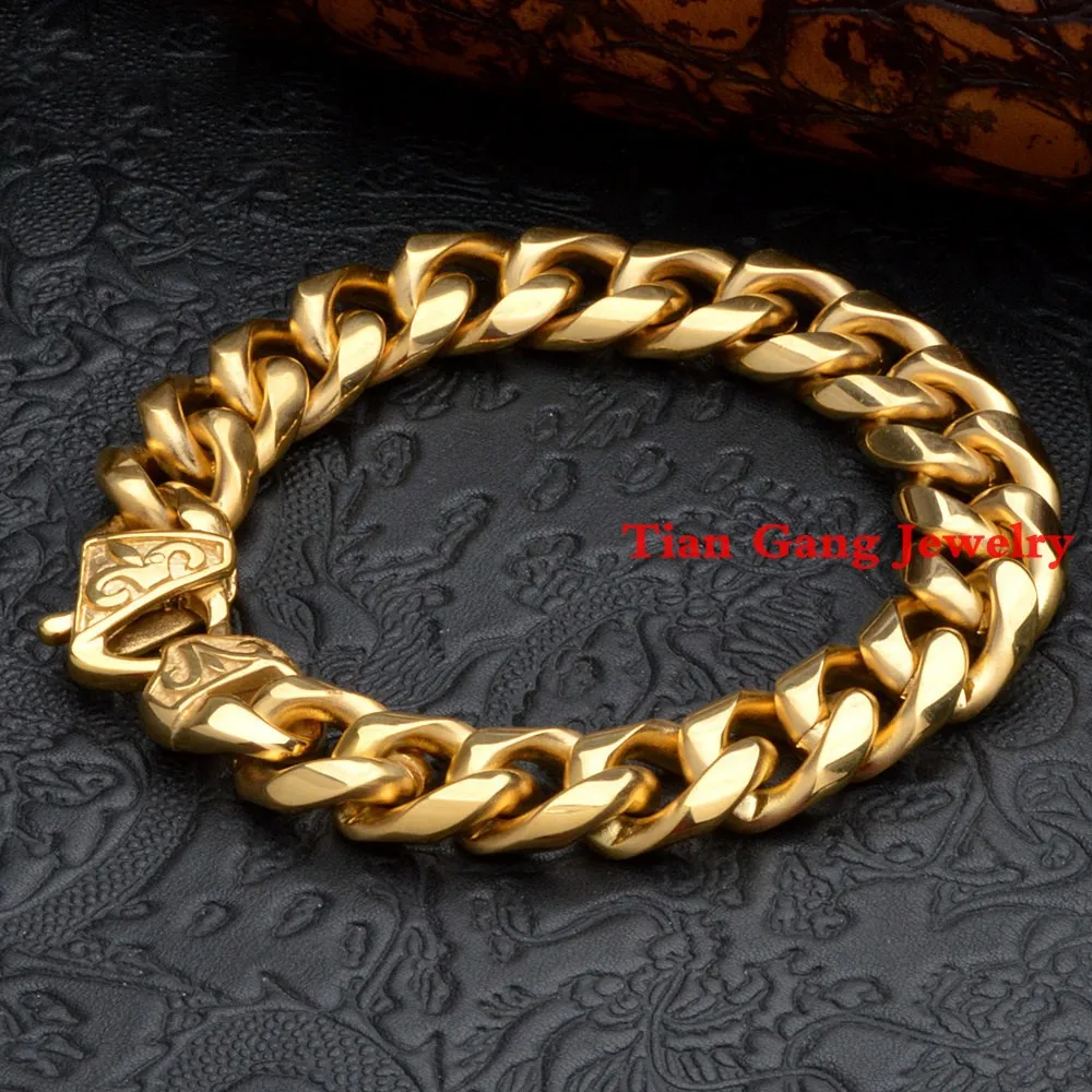 15mm Promotion Gold Stainless Steel Chain Bracelet For Women Mens Jewellery Fashion Chain
15mm Promotion Gold Stainless Steel Chain Bracelet For Women Mens Jewellery Fashion Chain
