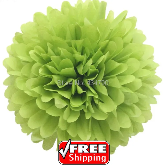 

20pcs 8"(20cm) Apple Green Tissue Paper Flower Pom Poms,Garland Hanging Party Balls,Nursery Ceremony Decor-Choose Your Colors