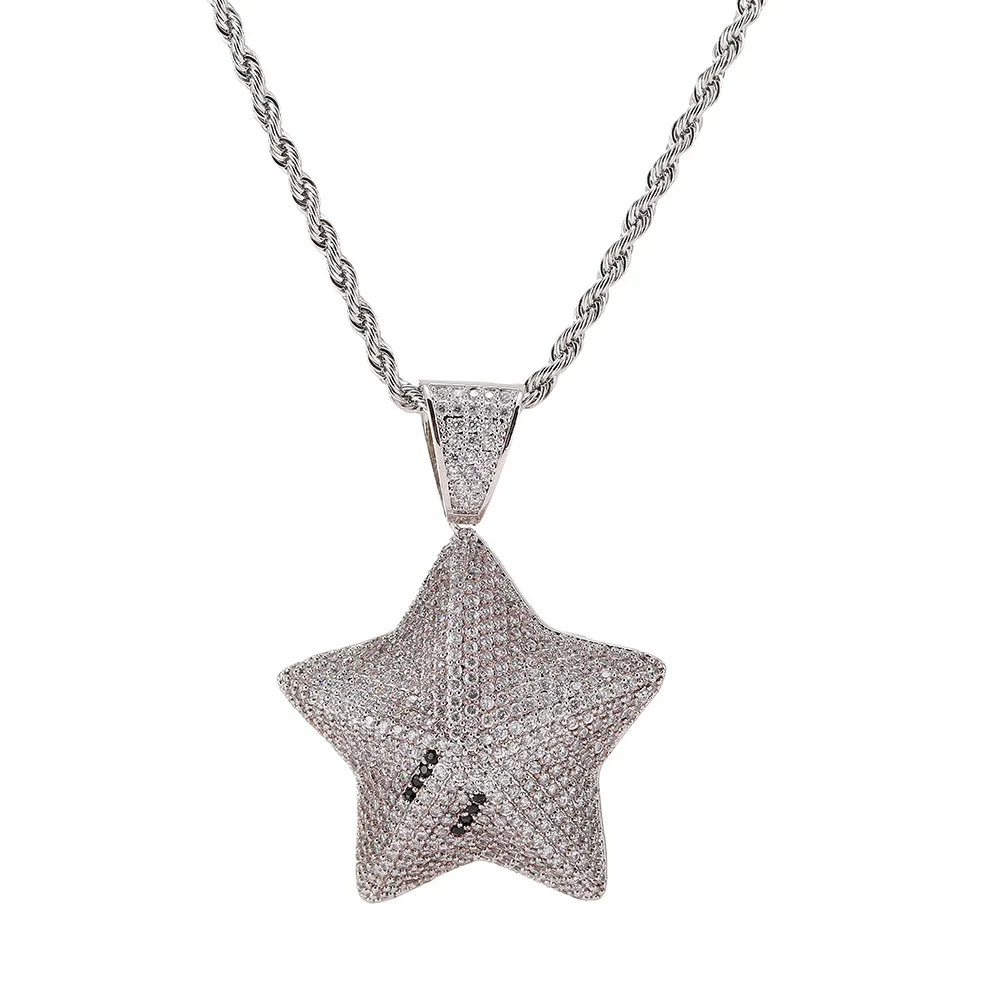 New Hip Hop Five-pointed Star Pendant Copper Micro Pave with Crystal Cz Stones Necklace Jewelry for Men and Women Jewelry
New Hip Hop Five-pointed Star Pendant Copper Micro Pave with Crystal Cz Stones Necklace Jewelry for Men and Women Jewelry