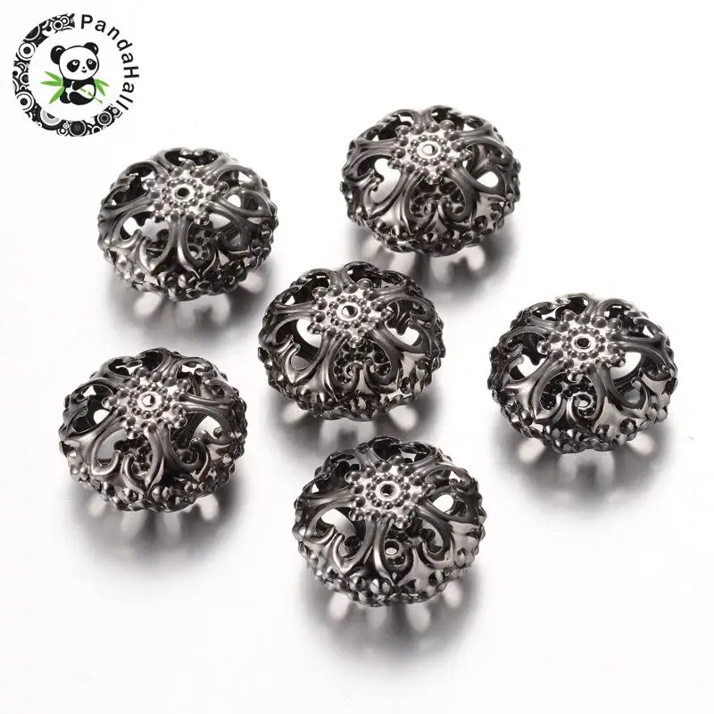 50pcs Black Iron Flat Round Filigree Jewelry Findings Beads for DIY Accessories Beadwork, 23mmx12.5mm, hole: 2mm
50pcs Black Iron Flat Round Filigree Jewelry Findings Beads for DIY Accessories Beadwork, 23mmx12.5mm, hole: 2mm