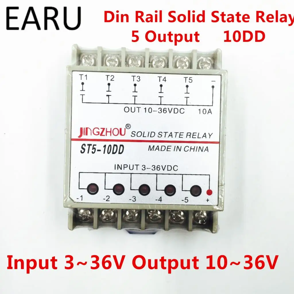 

10DD 5 Channel Din rail SSR quintuplicate five input 3~36VDC output 10~36VDC single phase DC solid state relay