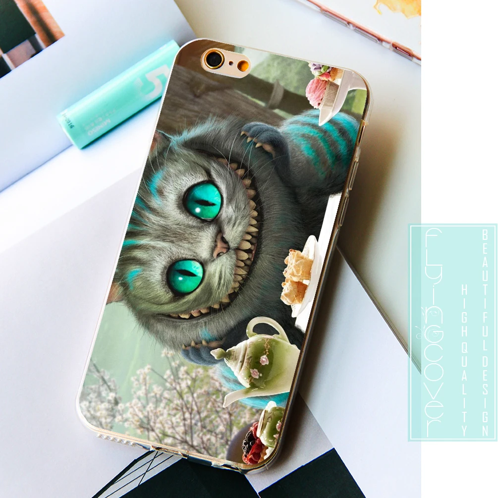 Coque Cheshire Cat Alice прозрачные мягкие силиконовые чехлы для телефонов iPhone XS Max XR X 7 8 6 S