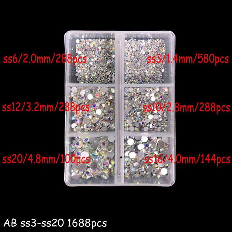 MYBORMULA 1 коробка 1600 шт ss3-ss20 без горячей фиксации Flatback кристаллы для ногтей