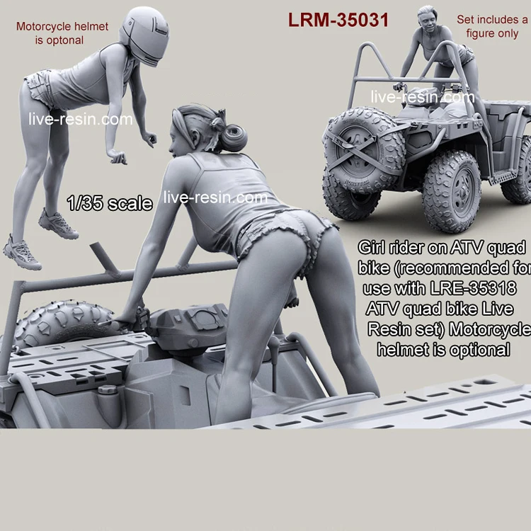 1/35 Girl rider on ATV quad bike, 2 heads, No ATV locomotive, Resin Model Soldier GK, Unassembled and unpainted kit
1/35 Girl rider on ATV quad bike, 2 heads, No ATV locomotive, Resin Model Soldier GK, Unassembled and unpainted kit