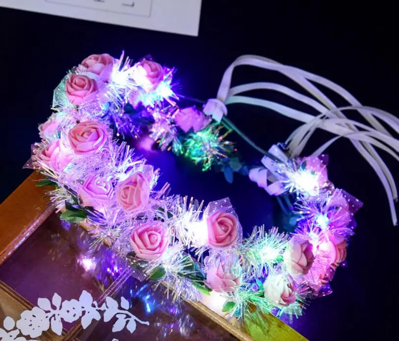 Led Flower Wreath Glowing garland gold silk colorful headband LED lights ribbon rattan fairy headdress Festival Wedding Party
Led Flower Wreath Glowing garland gold silk colorful headband LED lights ribbon rattan fairy headdress Festival Wedding Party