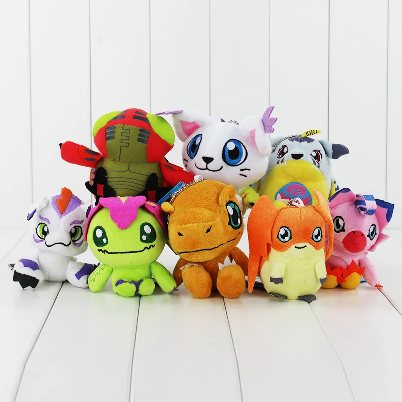 8 видов стилей Аниме Digimon Agumon Gabumon Tailmon Tentomon Gomamon Piyomon Palmon Patamon брелка ключей