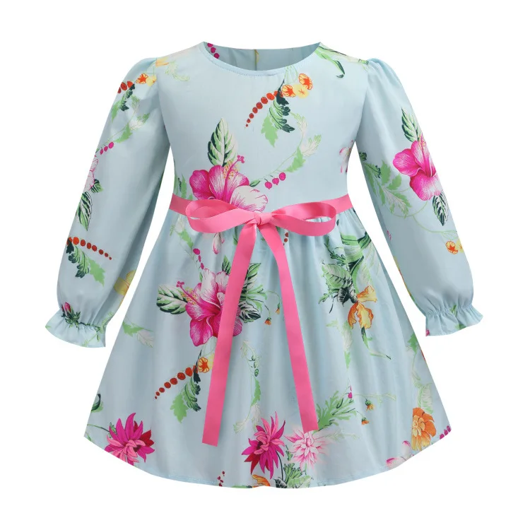 Girl's O-neck Long Sleeve Casual Fashion Flowers Print A-line Knee Length Dresses Little Girl Long Sleeve Dresses
Girl's O-neck Long Sleeve Casual Fashion Flowers Print A-line Knee Length Dresses Little Girl Long Sleeve Dresses