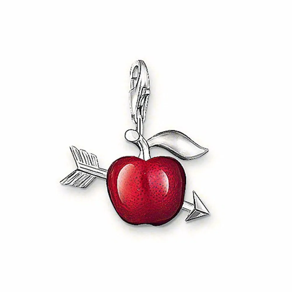Серебряный красный Яблоко со стрелкой Подвески Fit Браслет для колье и сумки 2019
